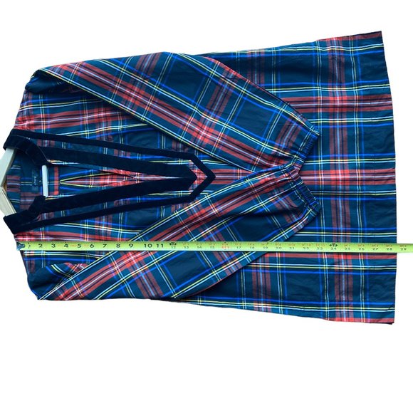 J.Crew Velvet Trimmed V Neck Tunic Size Sm Black Stewart Tartenl Crisp Popover - Picture 9 of 16